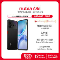 Handphone nubia A36 ROM 64GB RAM 12GB (4+8GB) Smartphone Kamera AI 13MP Layar 6.75″ 90Hz Baterai 5000mAh Fast Charging