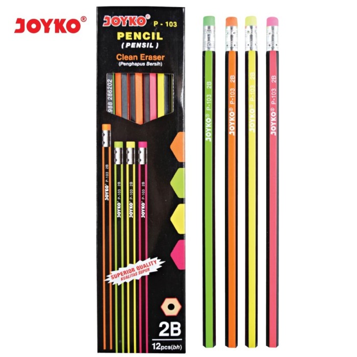 Joyko Pencil 2-B Clean Eraser Pensil 2B P-103 Box isi 12pcs