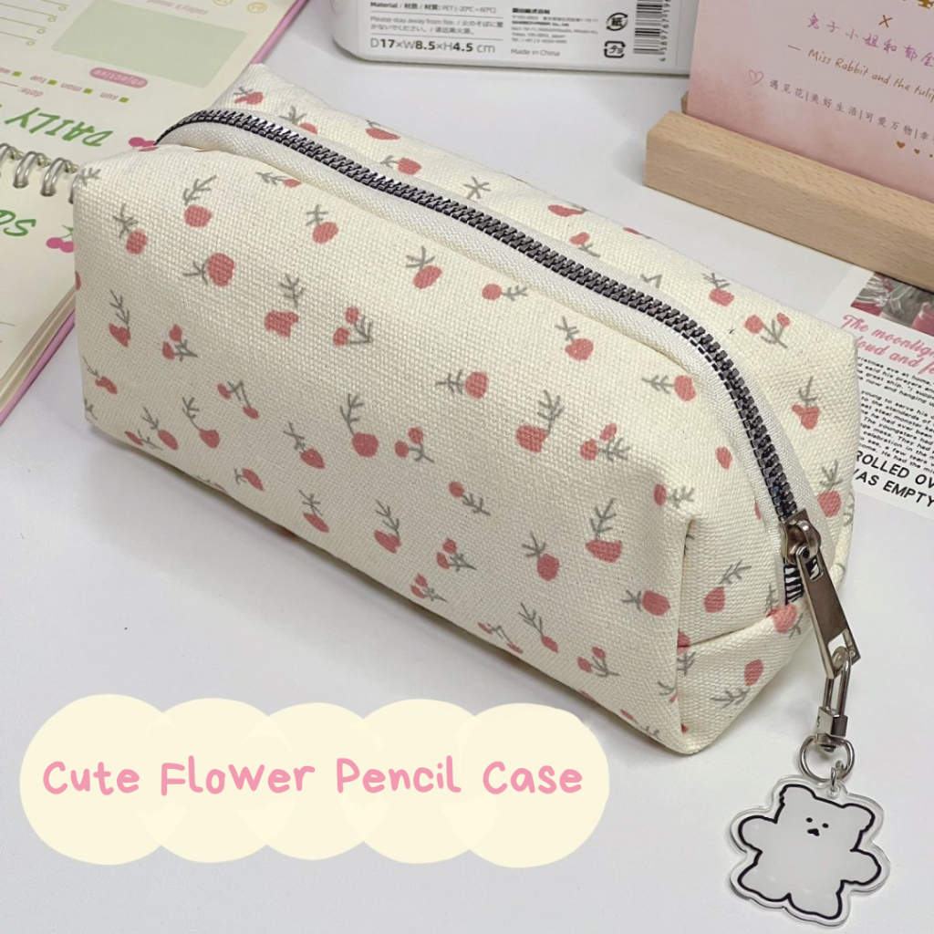 Mismi Aera Pencil Case Wanita Stylish Flower Pattern Kotak Pensil Sekolah Perempuan Trendy - PC9A