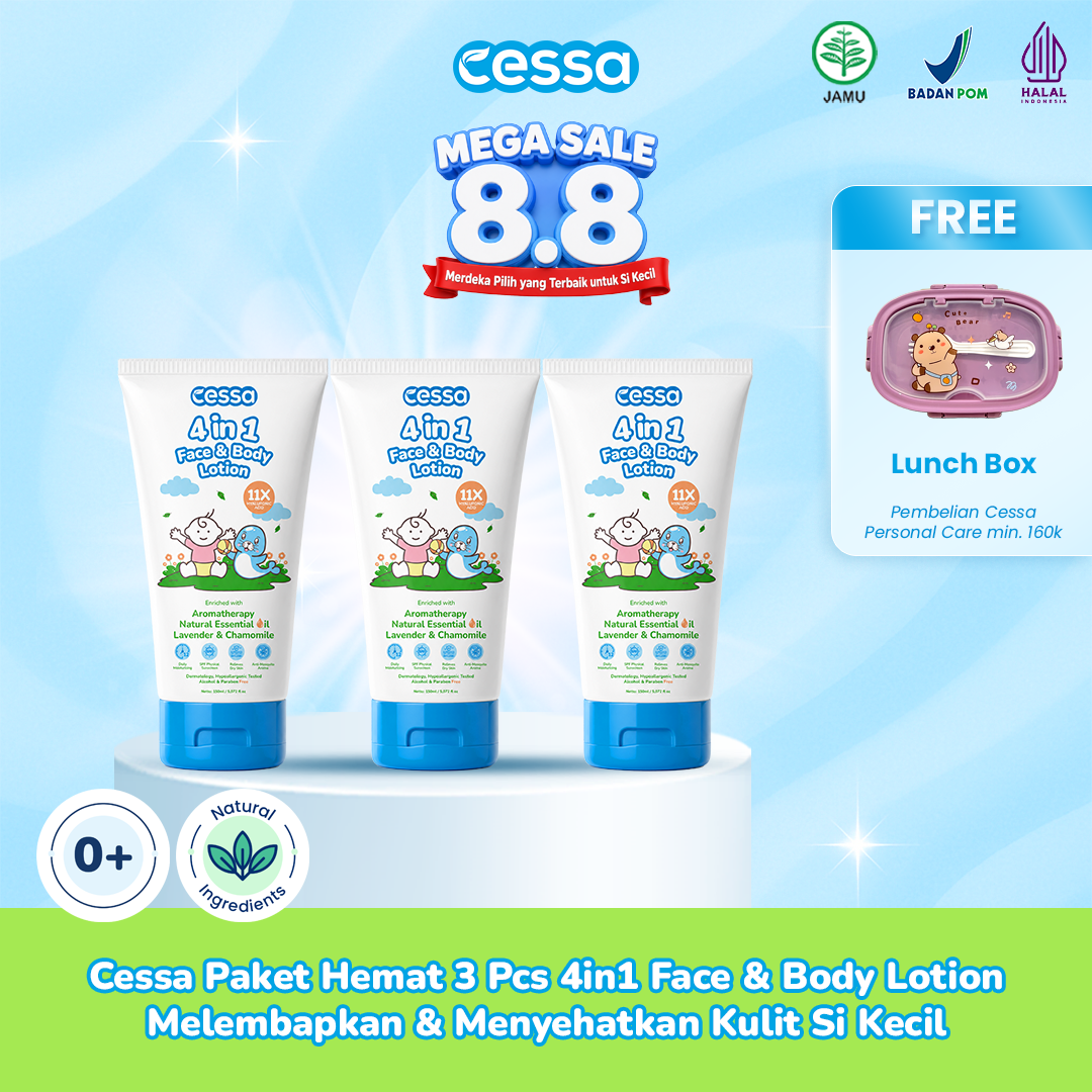 Cessa Paket Hemat 3 Pcs 4in1 Face & Body Lotion - Melembabkan & Menyehatkan Kulit Sih Kecil