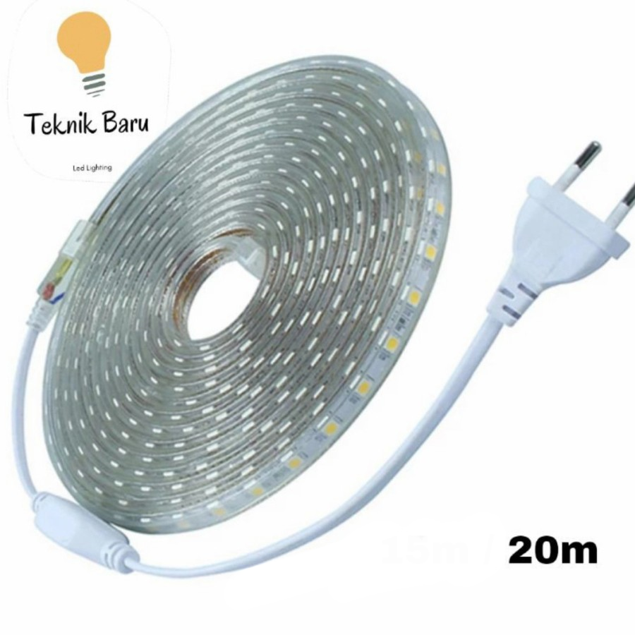 Paket 20M Lampu LED Strip Selang 5050 AC 220V Hias 20 meter biru PLAFON Kamar dekorasi waterproof