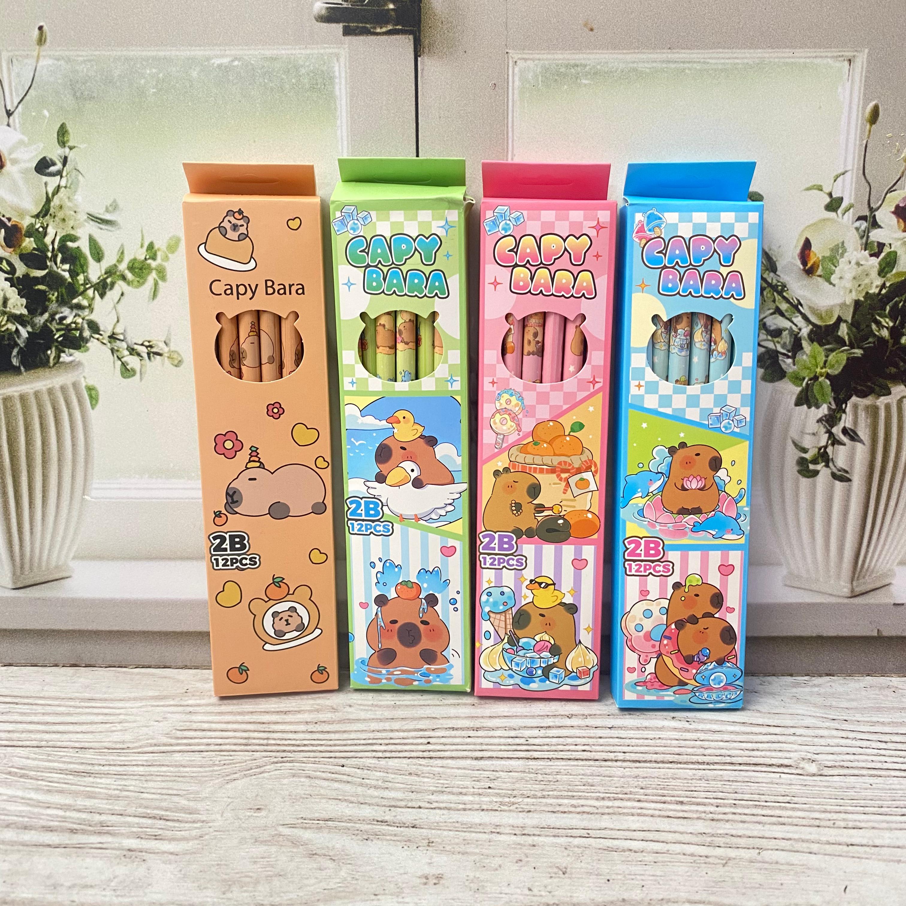 Pensil 2B Karakter 1 Pack isi 12 PCS Model CAPYBARA Super Cute Lucu Sudah Diserut + FREE Penghapus bagian Atas / Pensil 2B 1 SET isi 12 Piece Gambar Capybara Cokelat Imut Unik Kualitas Terbaik Cantik Fancy Bisa Grosir dan COD Harga Termurah