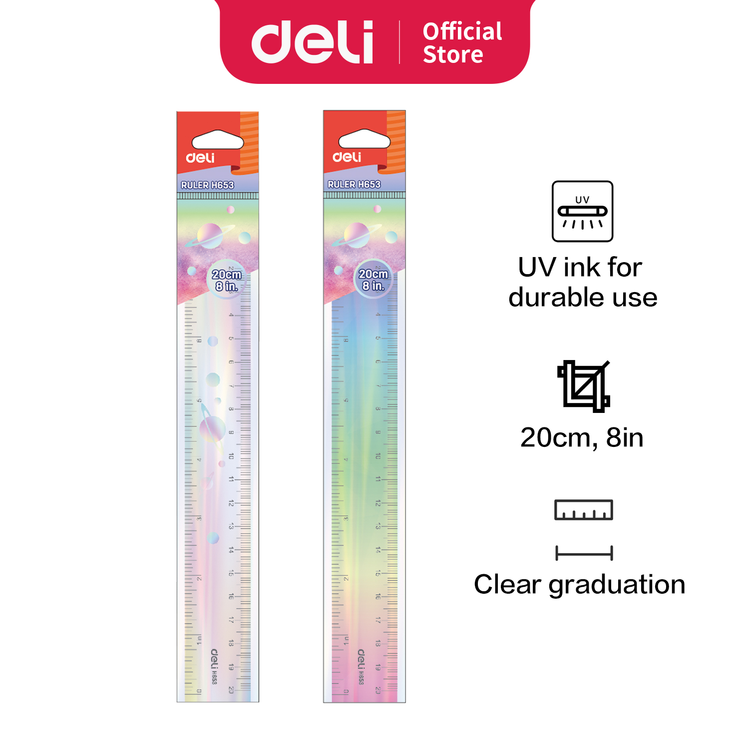 Deli Penggaris 20/30 cm 8/12 inch Anti patah Bahan Eco-PVC Lentur Twistable EH650 EH651 EH653 EH654
