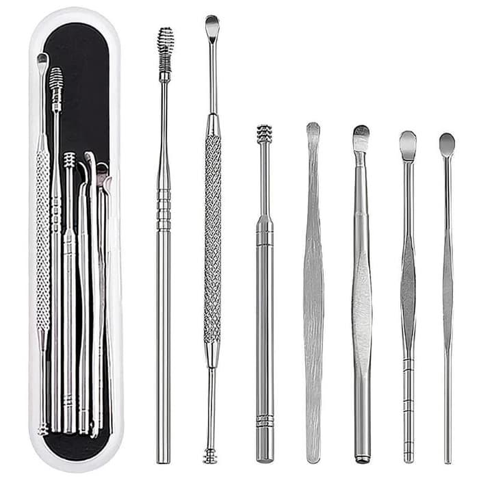 7 Set Pembersih Telinga Korek Kuping Besi Stainless Steel Anti Karat Ear Wax TCI