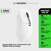 Mouse Nirkabel Nemesis 2.4Ghz Mode Ganda Baterai Isi Ulang dengan Layar Digital Nemesis Arkana Mq-50
