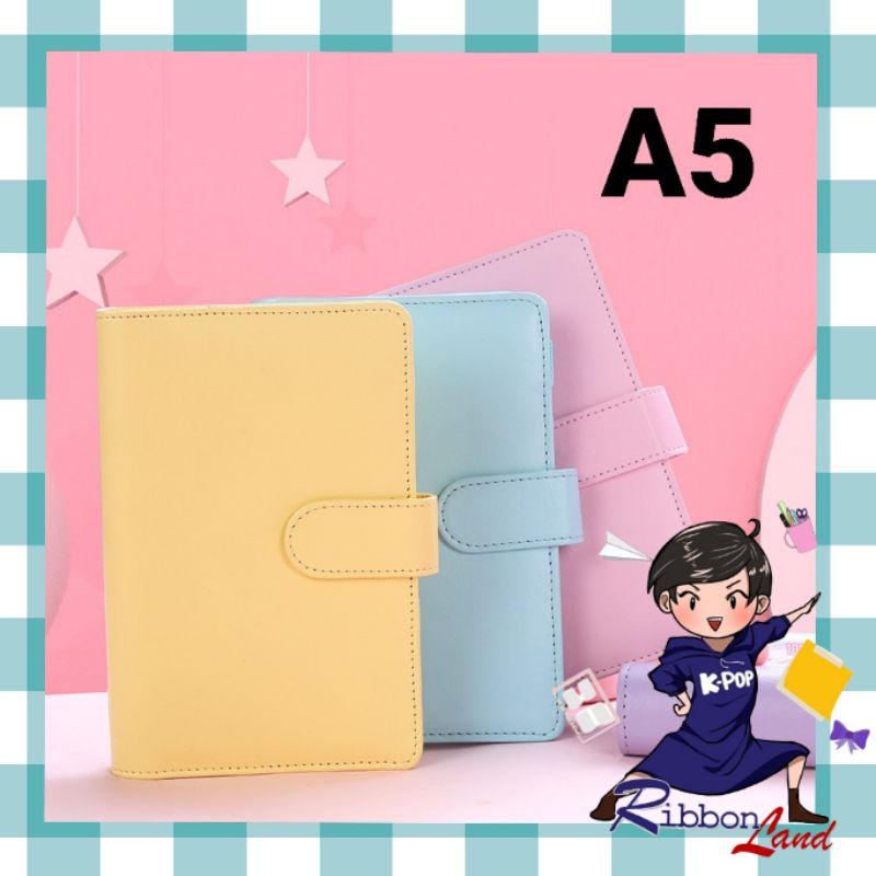 A5 Binder Kulit PU 6 Ring Silver