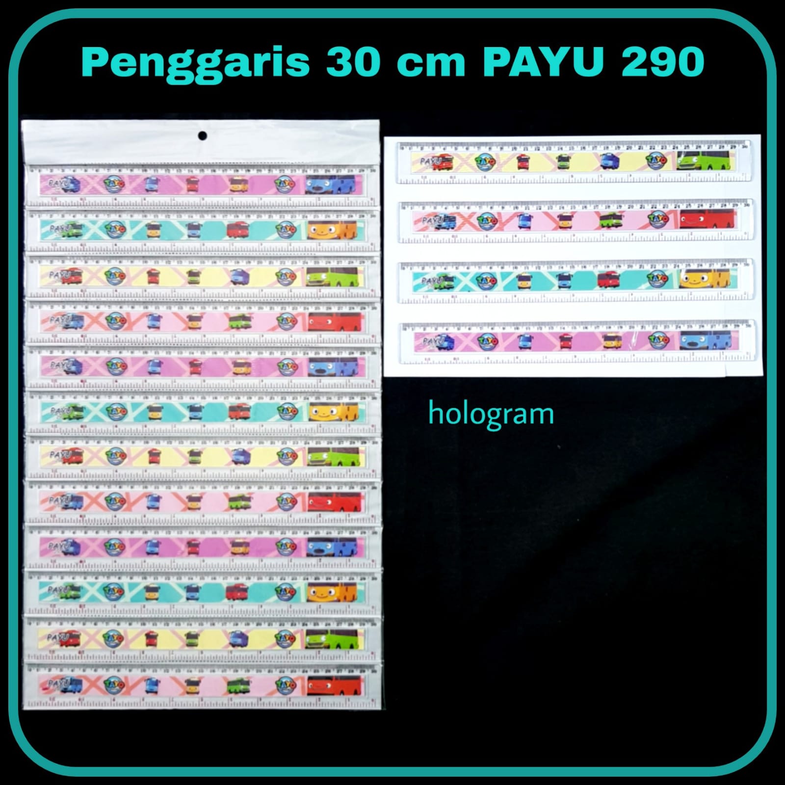 SOS Penggaris PAYU Fancy 30cm Sticker+Renteng(12pc)/ Penggaris Segitiga / Ruler
