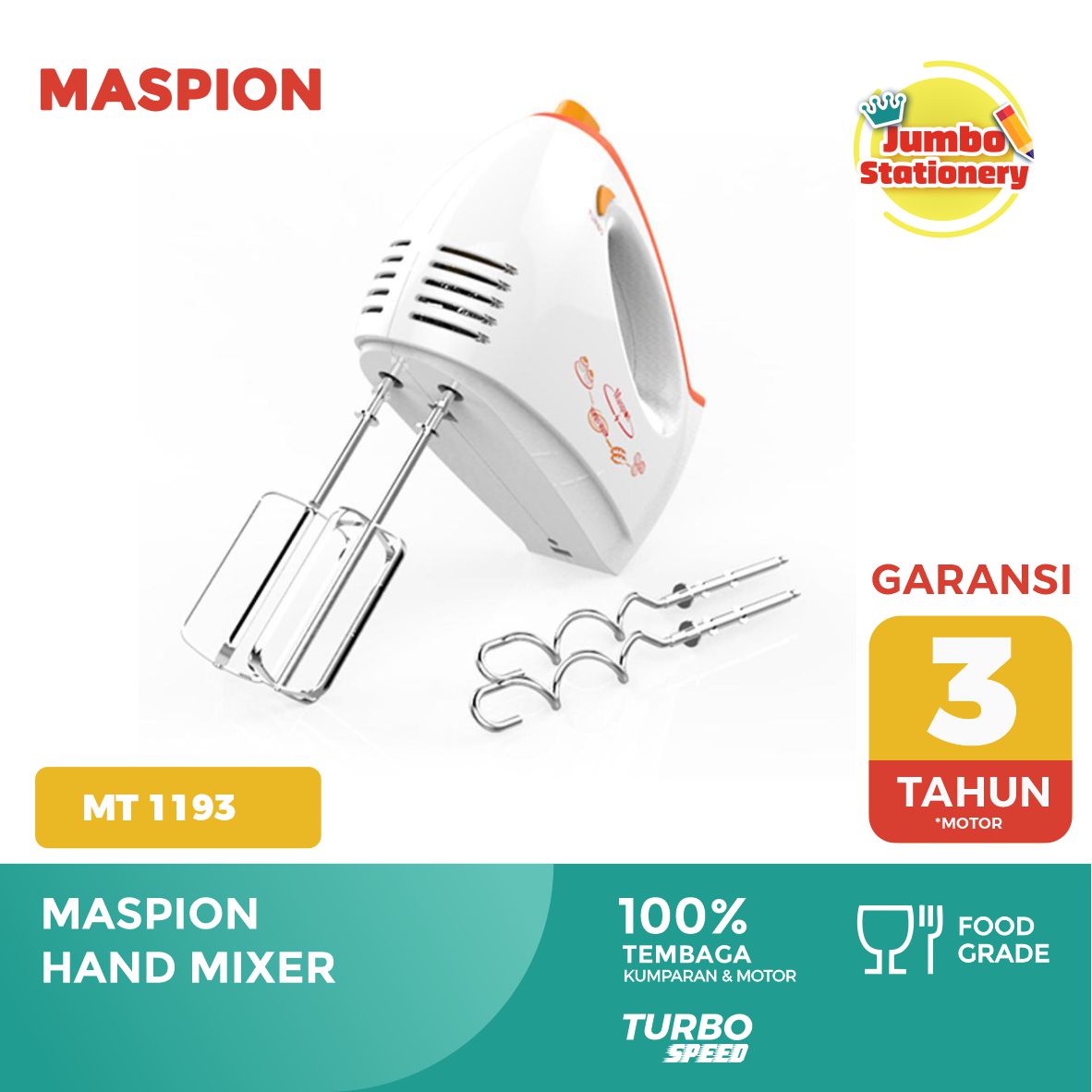 HAND MIXER MASPION MT 1193 BB MIXER TANGAN WITH BOX MT1193BB