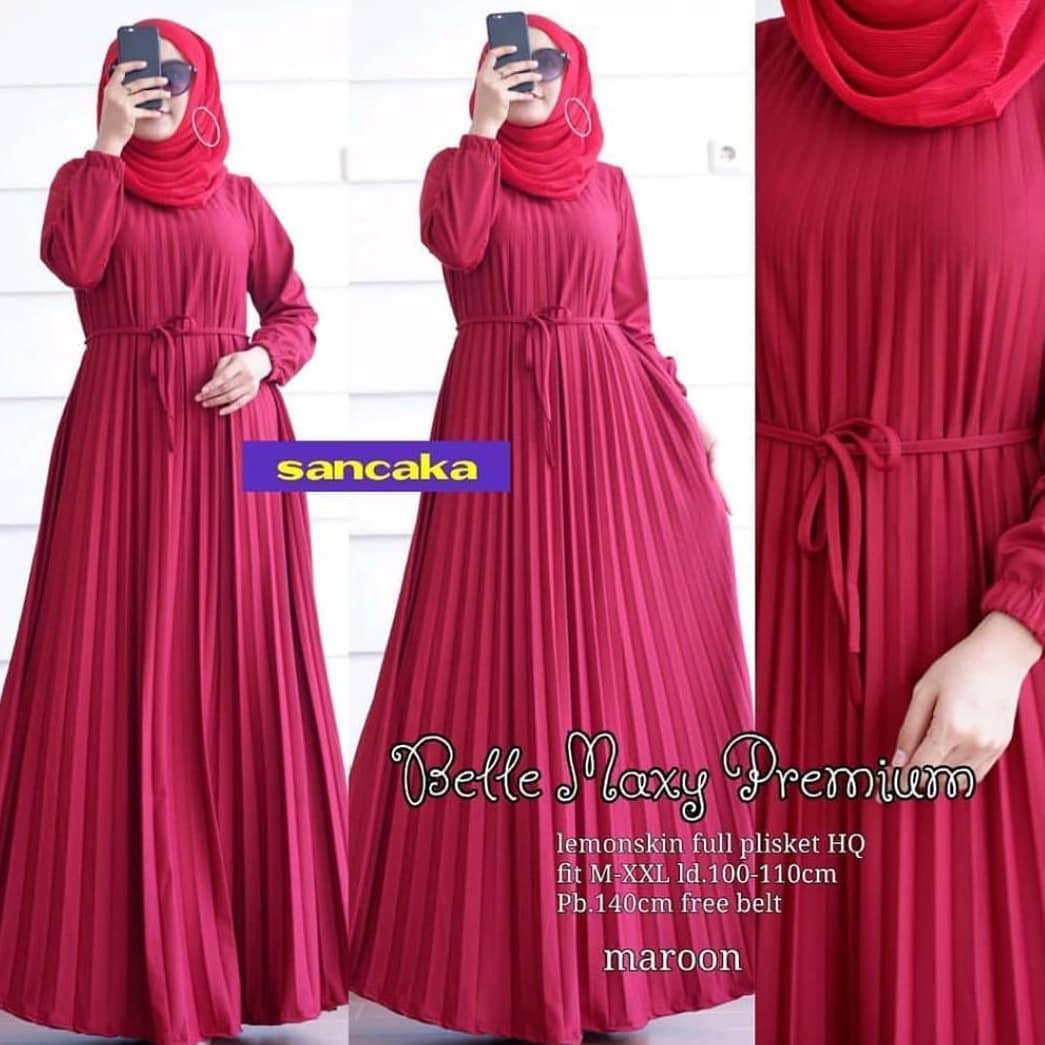 Baju Muslim Modern Gamis BELLE MAXY MOSCREPE MIX PLISKET BIG SALE CUCI GUDANG Gamis Terbaru 2020 Modern Remaja Gamis Wanita Gamis Wanita Murah Simple