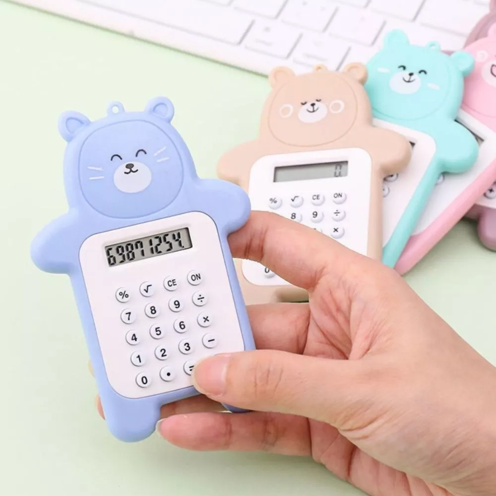 Kalkulator Saku Ekpresi Motif Kartun Bear Warna Unik Tombol Karet 8 Digit Multifungsi / Calculator Mini Portable Motif Beruang Lucu