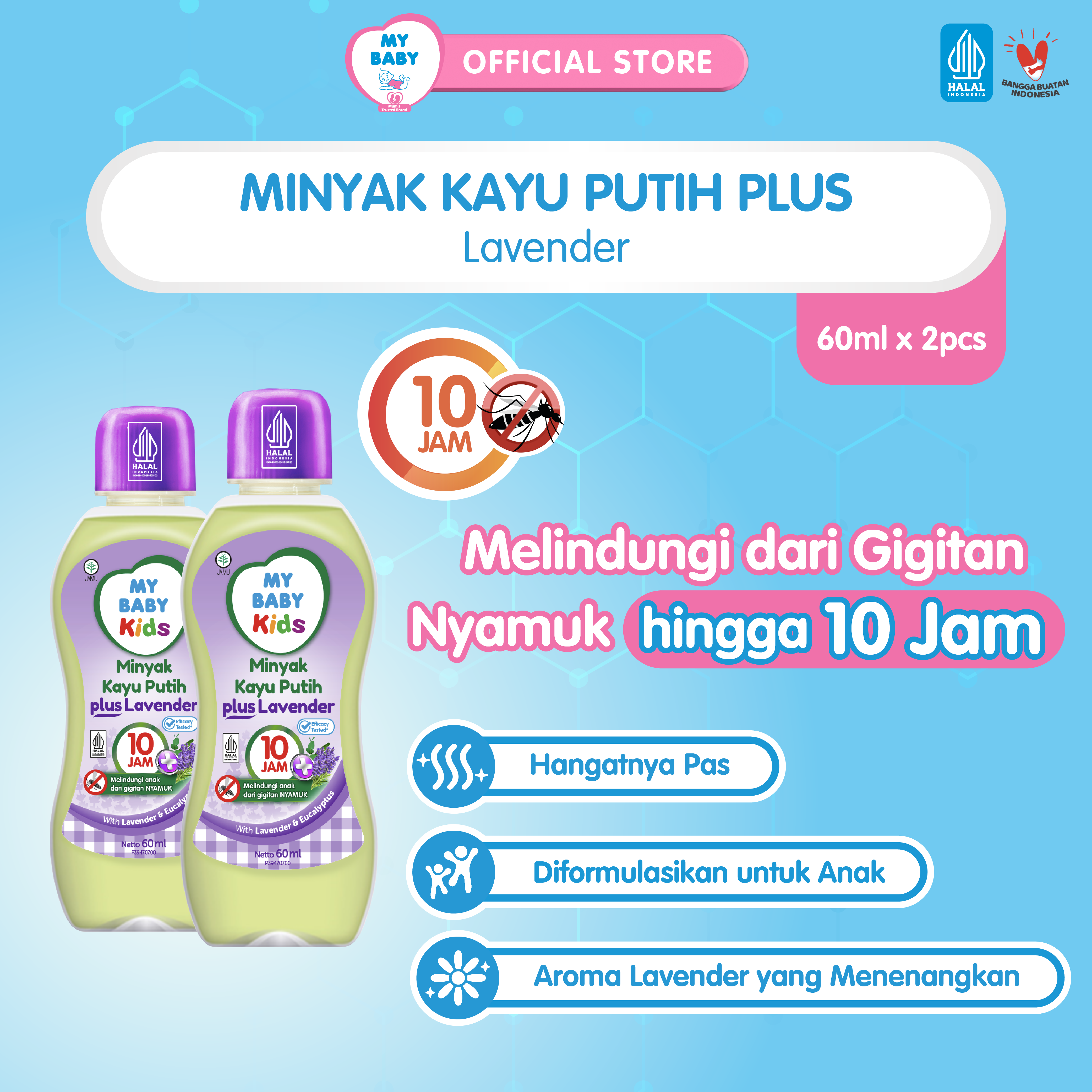 MY BABY Kids Minyak Kayu Putih Plus Lavender [60 mL / 2 pcs] - Exp: 06.2027