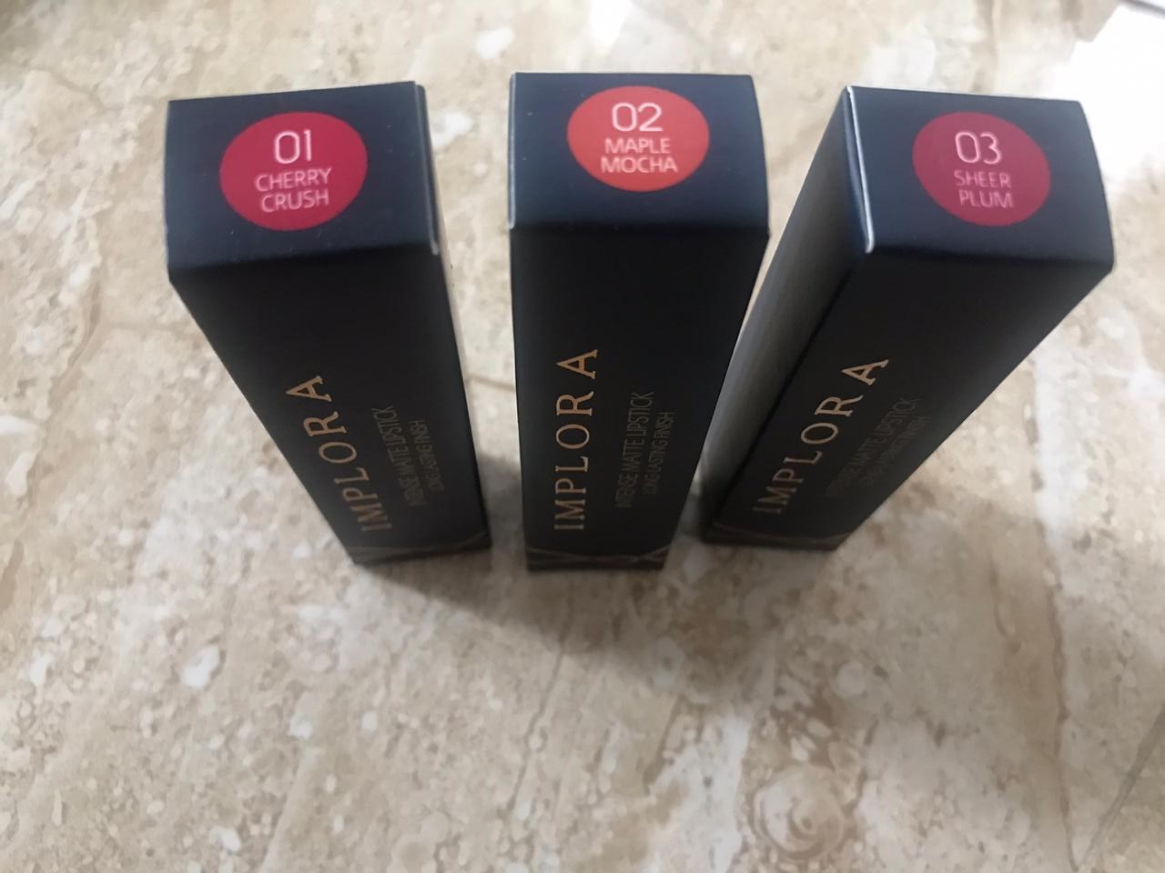 PAKET HEMAT 3 IN 1 Implora Lipstick Intense Matte Lipstick Matte Intense (01 Cherry Crush + 02 Ma...