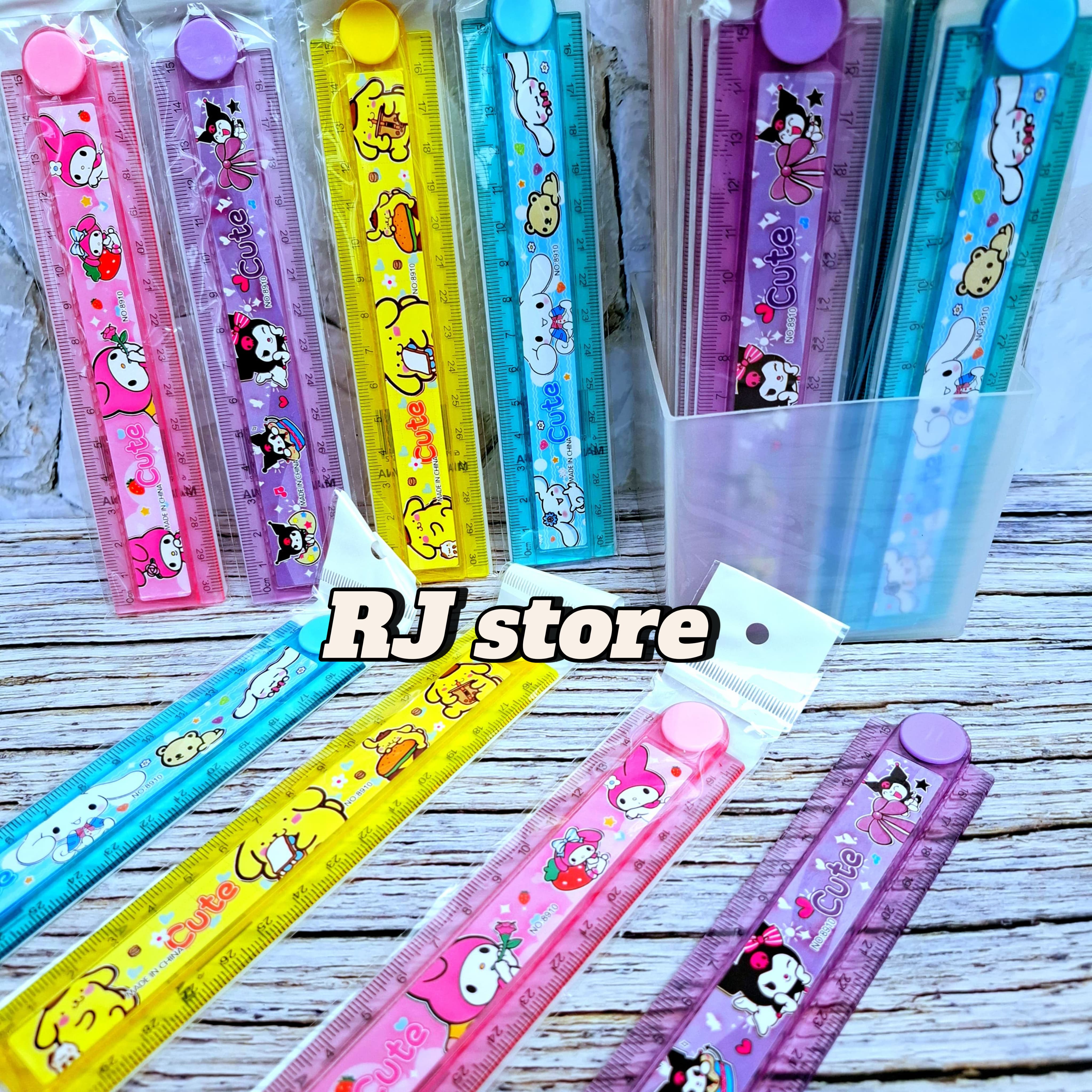 [ ISI 3-6-12 PCS] Lipat 30 Cm Karakter Kartun Penggaris Lipat / Penggaris Plastik / Penggaris Lipat Karakter 30cm