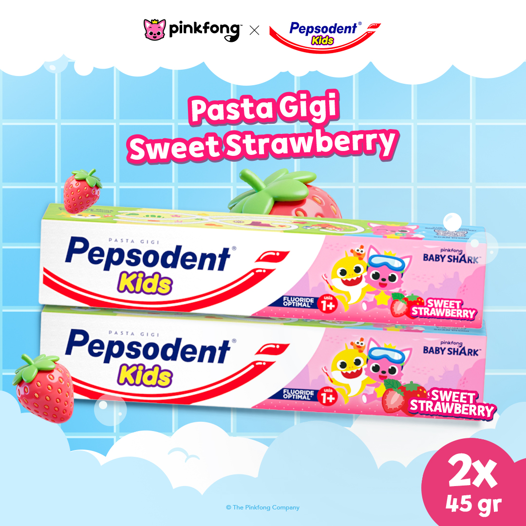 Pepsodent Kids Strawberry Toothpaste Pasta Gigi Anak 45g X2
