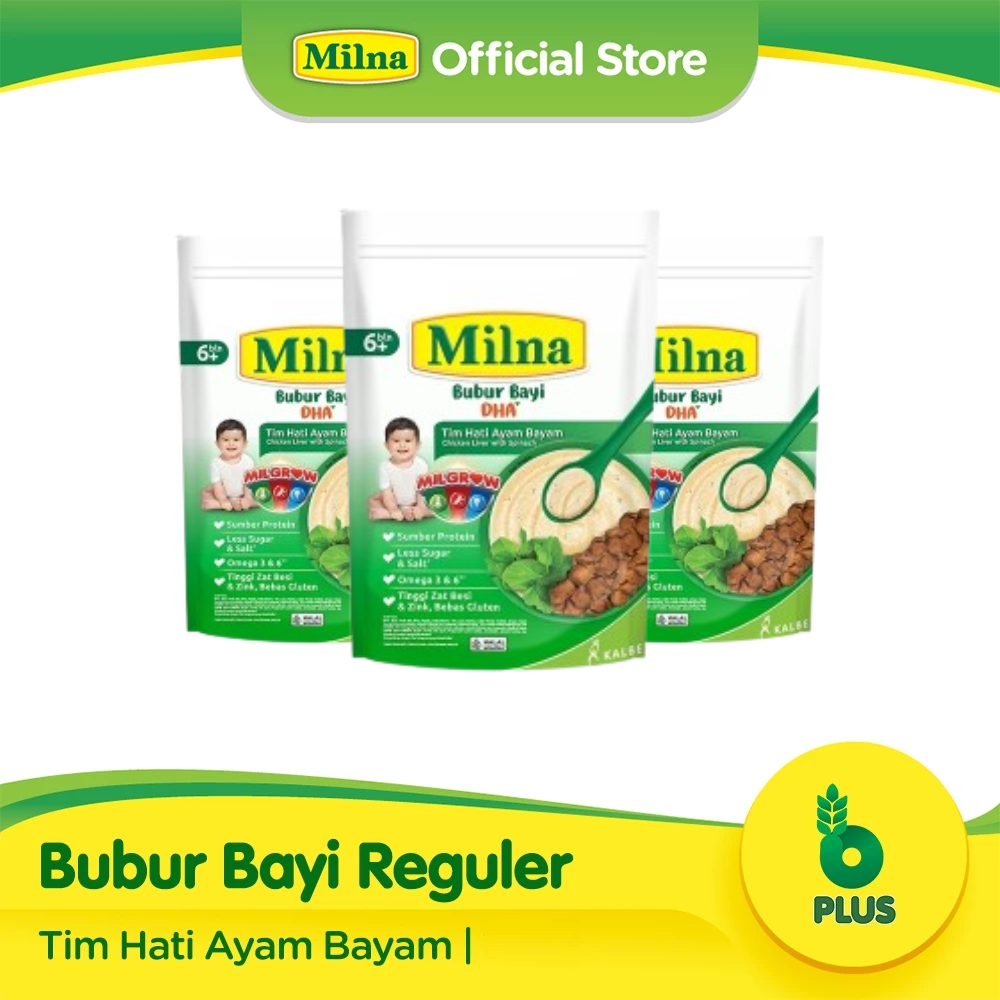 Milna Bubur Reguler 6+ Tim Hati Ayam Bayam 120gr x3