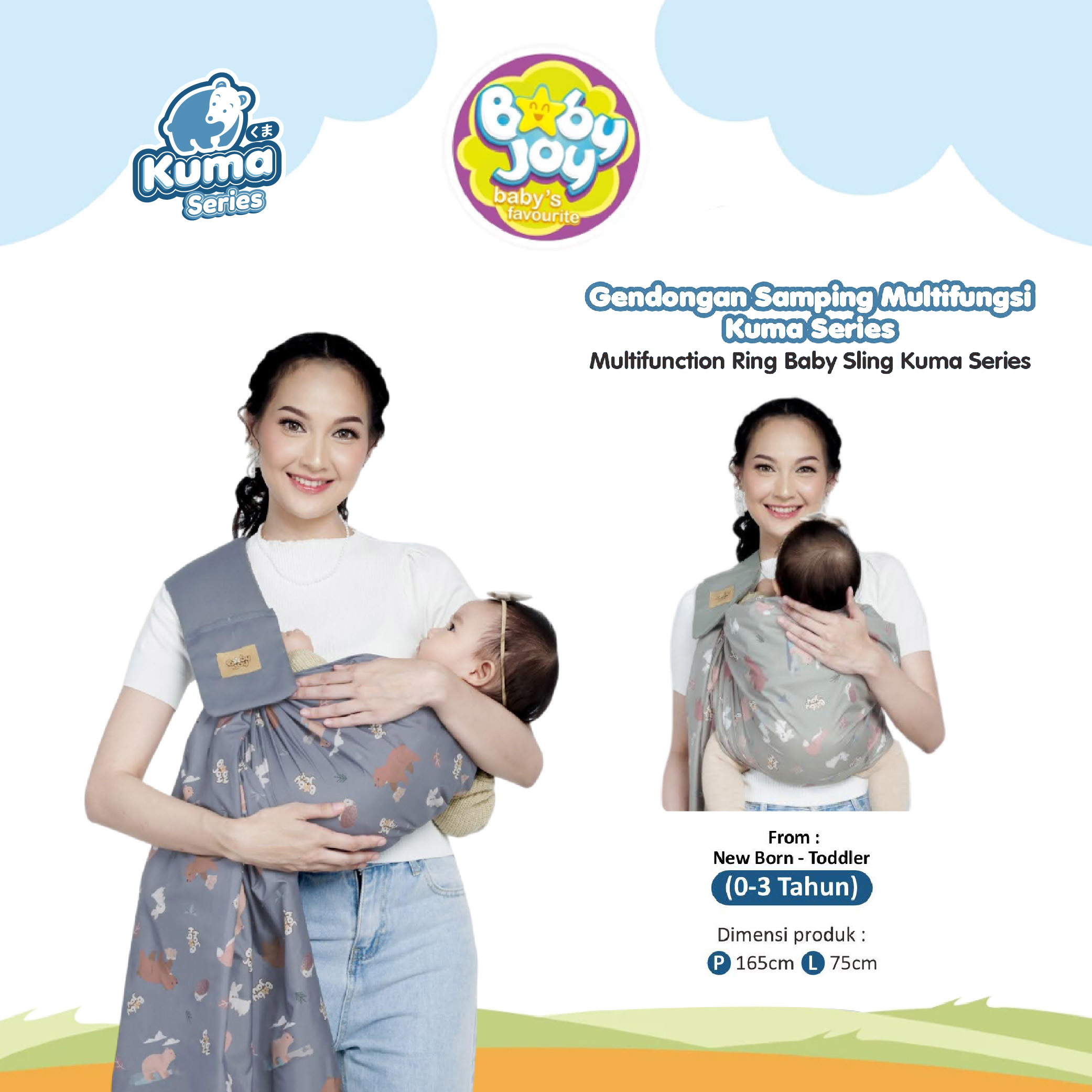Baby Joy Gendongan Samping Multifungsi Kuma Series BJG2043