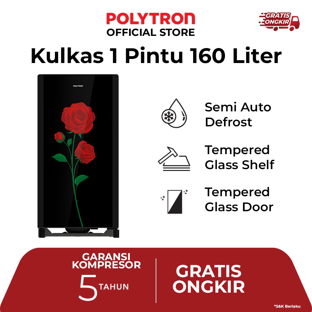 POLYTRON Kulkas 1 Pintu 160L Belleza Varia PRA 16CRX