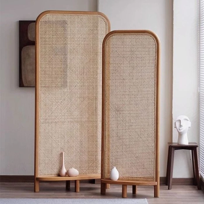 Sekat Ruangan Estetik Bahan Rotan Asli & Kayu Solid Jati Asli Jepara Partisi Bohemian Handmade Desain Unik Dekorasi Rumah Kontemporer