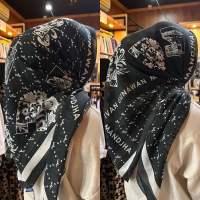 MANDJHA Graffiti Chic Black Scarf By IVAN GUNAWAN - Jilbab Hijab Segi Empat ORIGINAL MANDJHA