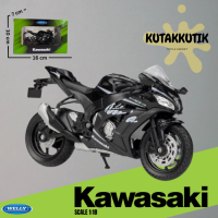 Mainan Motor Balap Sport Diecast Welly 2017 Kawasaki Ninja ZX10-RR Motorcycle Racing Skala 1:18