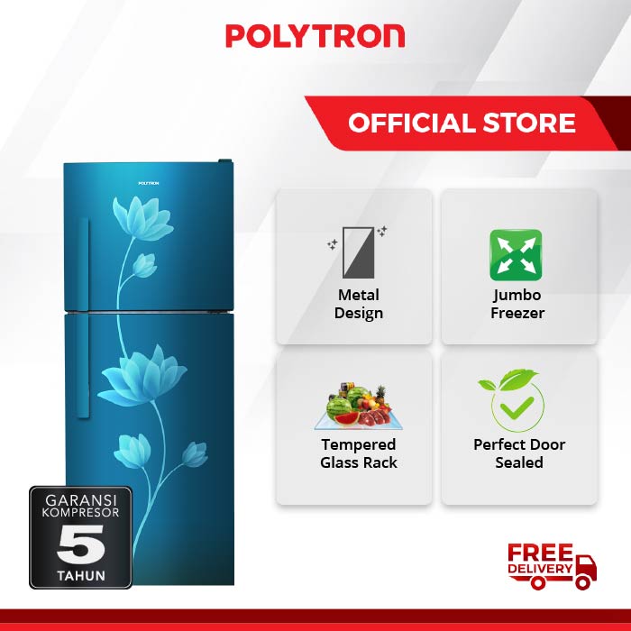 POLYTRON Kulkas 2 Pintu 210L Beauty Metal Door PRB 219B