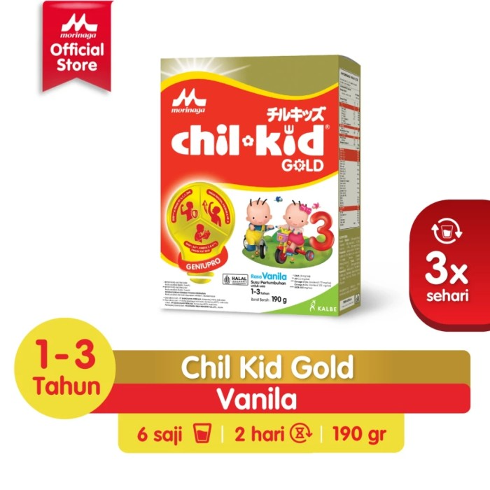Morinaga Chil Kid Gold Susu Formula Pertumbuhan Anak Usia 1-3 Tahun Vanila 190gr