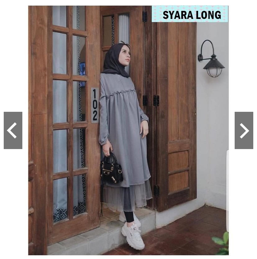 Baju Muslim Modern Blus Syara Long Tunik Balotelly Panjang Blouse Hijab Tunic Modern Fashion Baju Wanita Atasan Kerja Trendy Modis Pakaian Casual Lengan Panjang Terbaru