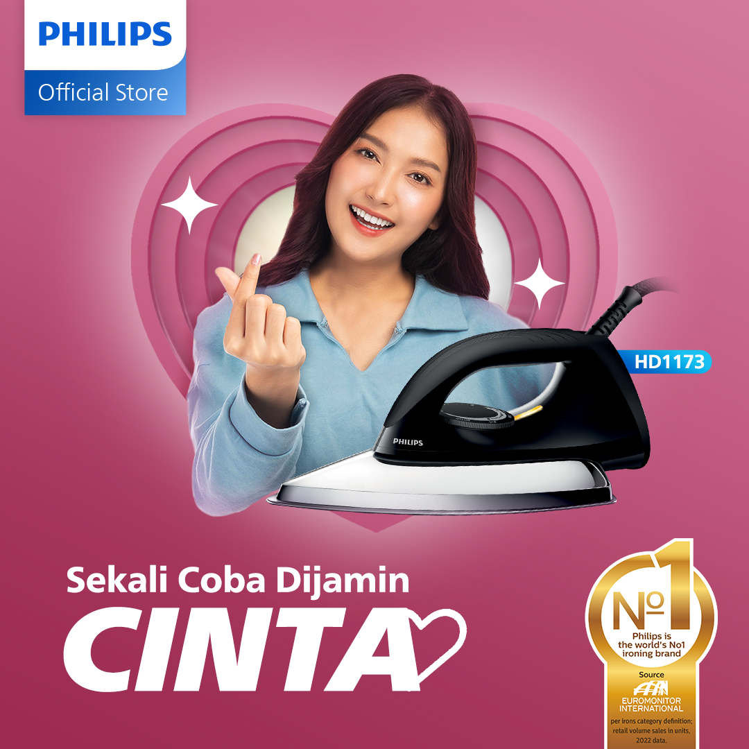 [EXTRA DISKON 20K] Philips Classic Setrika kering HD1173/80 - Hitam Anti-Baret Philips Setrika Ke...