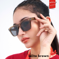 MIGHTY Kacamata Hitam Wanita LOLITA BROWN SUNGLASSES Minus Plus kotak