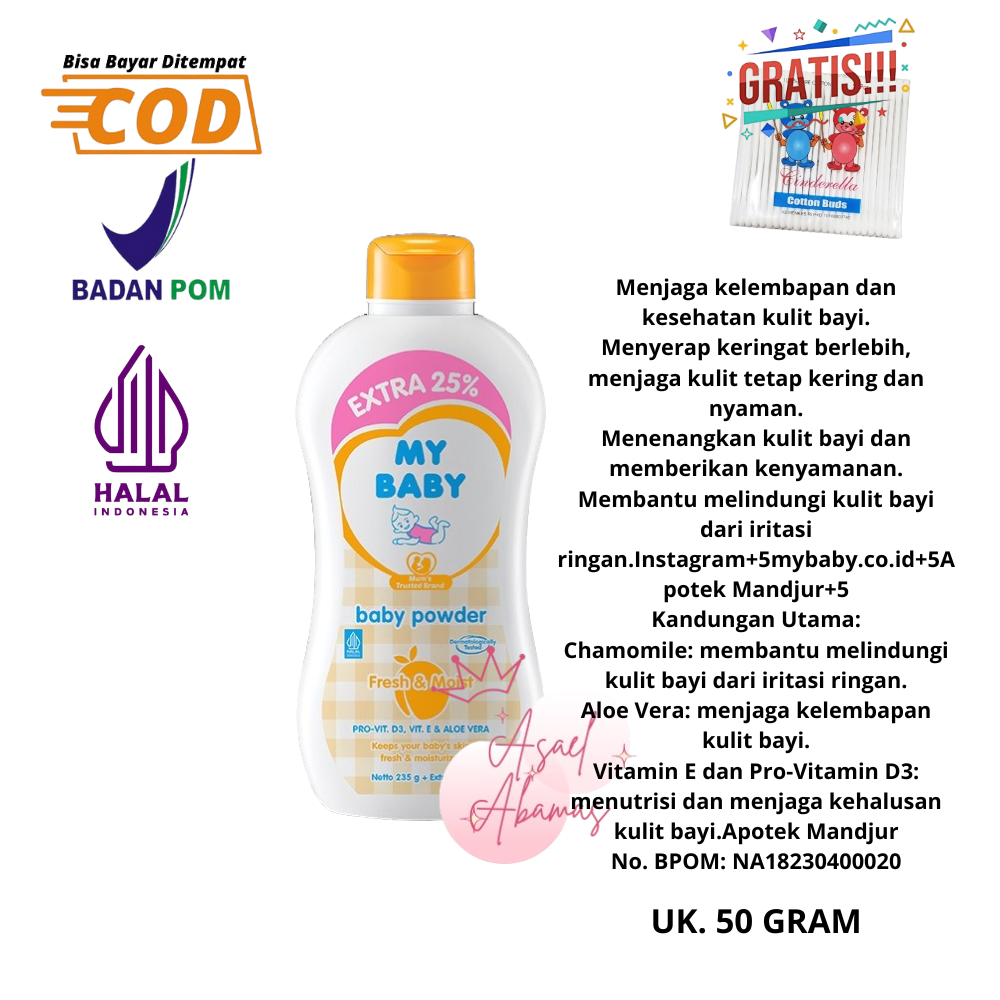 MY BABY POWDER BEDAK BAYI JUMBO WANGI TAHAN LAMA ORIGINAL HALAL BPOM 500 GRAM 335 23510050