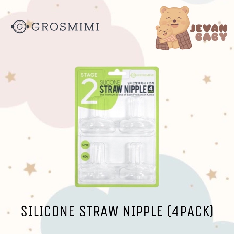 Grosmimi Straw Silicone Nipple (4pcs)