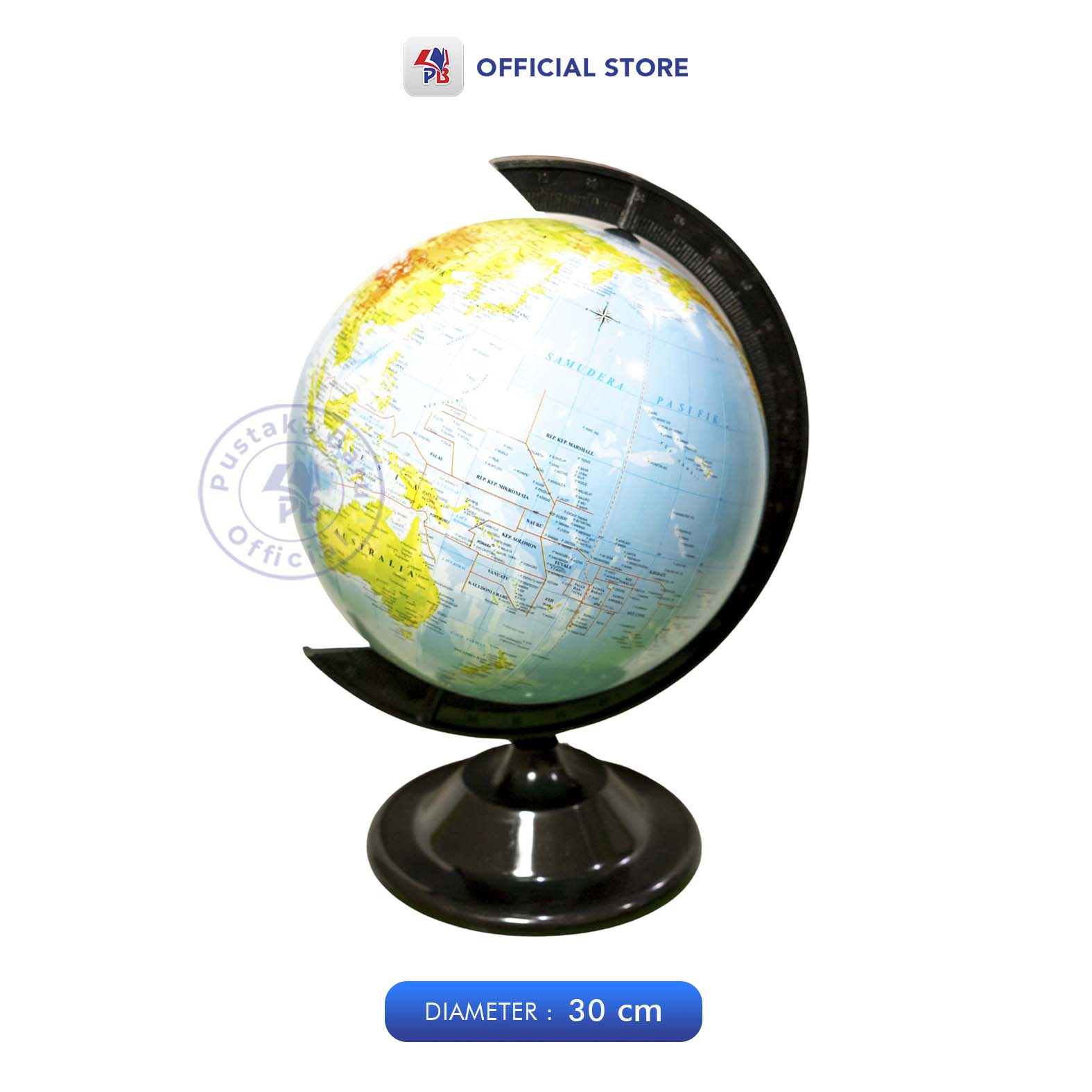 Globe Bola Dunia / Globe Fisikal Skala 1 : 50.000.000 Diameter 30 Dan 25 cm Frame Plastik / UD BAROKAH - UD