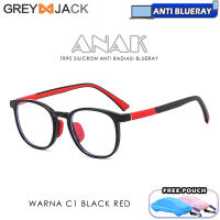 Grey Jack/Kacamata ANAK Antiradiasi Blueray Komputer HP TV TR90 Lentur Tidak Mudah Patah Fashion Anak Kekinian 2105