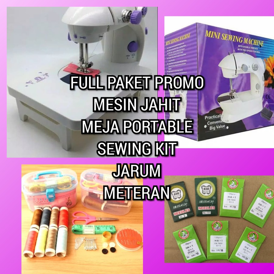 ESA MESIN JAHIT MINI PORTABLE GT 202 FHSM 202 4IN1 MEJA SEWING KIT JARUM KOMPLIT
