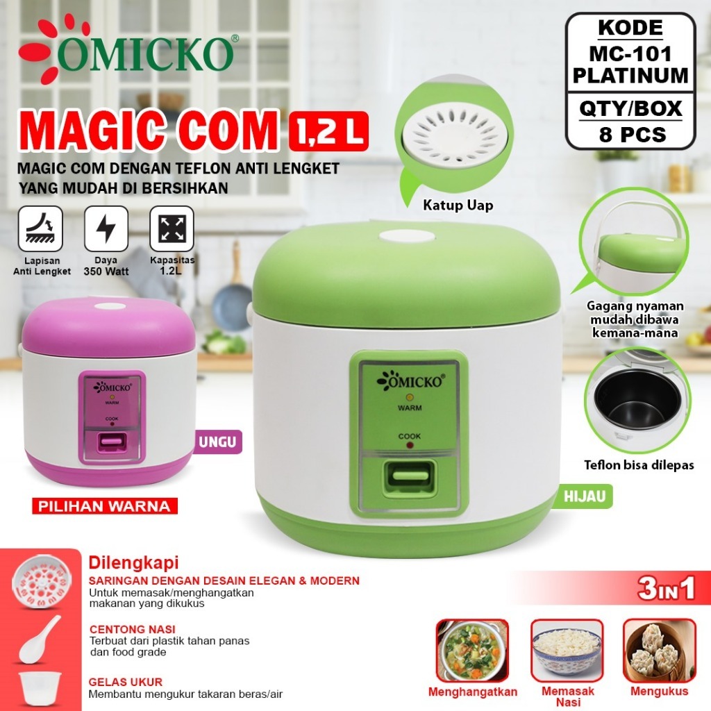OMICKO SOGO NIKO OKAYAMA MAGIC COM MC-101 PL 12 LITER /RICE COOKER OMICKO 1 LITER PENANAK NASI O...