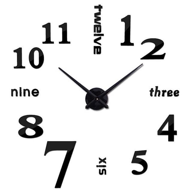 [COD_✅MAR] Jam Dinding Quartz DIY 50-60cm Model English Word - Black