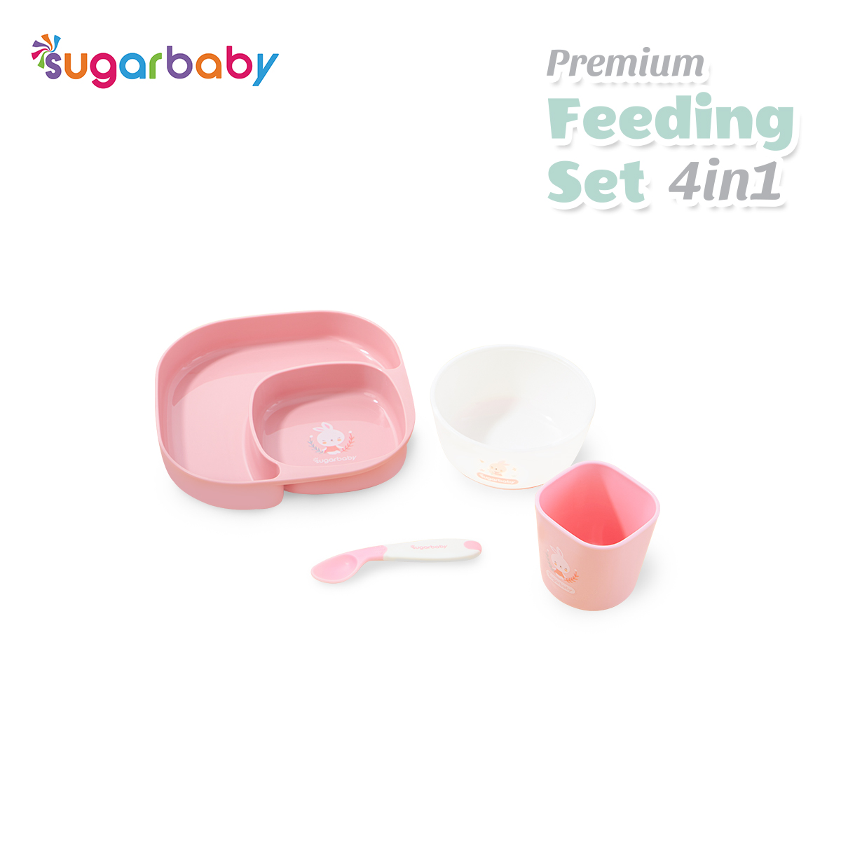 Sugar Baby Premium Feeding Set 4in1/Tempat Makan Bayi/Alat Makan Bayi/Peralatan Makan Bayi/Perlengkapan Makan Bayi