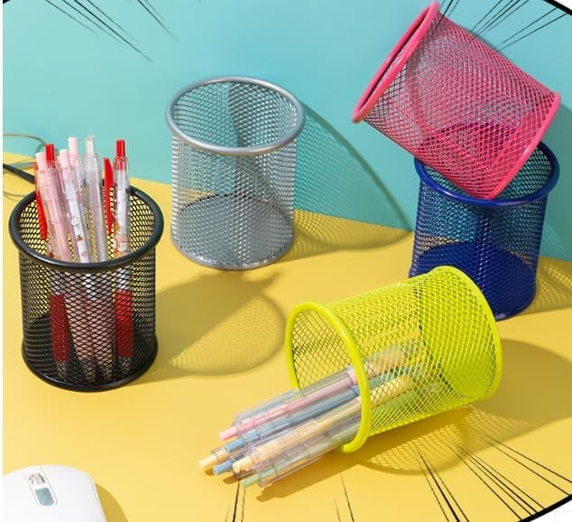 Tempat Pulpen Jaring Besi / Pen Stand Bulat Stainless Steel / Desk Set / Tempat Pensil Besi / Pen Holder DTMPS02