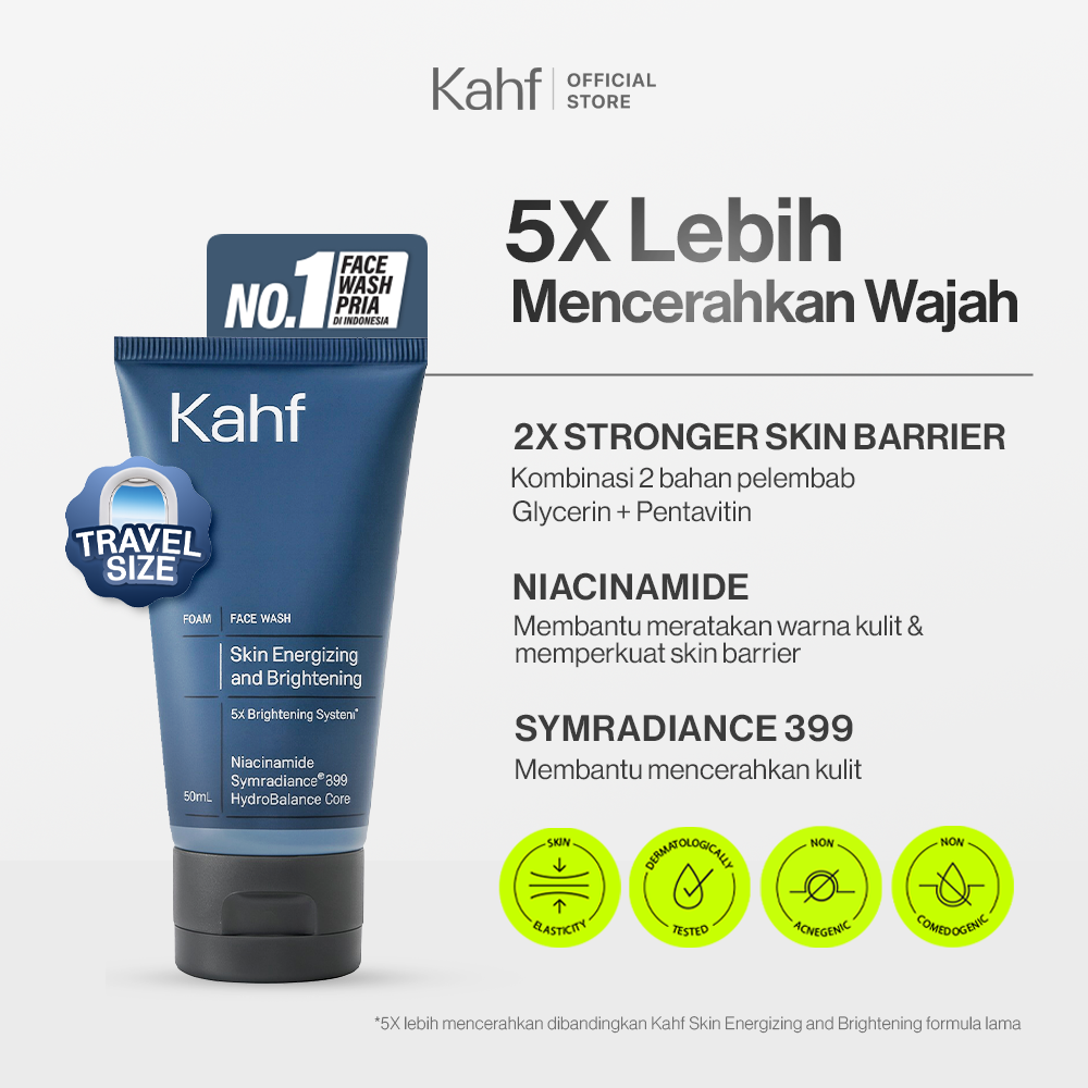 Kahf Face Wash Skin Energizing and Brightening 50 ml - Sabun Cuci Muka Pria untuk Membantu Mencer...