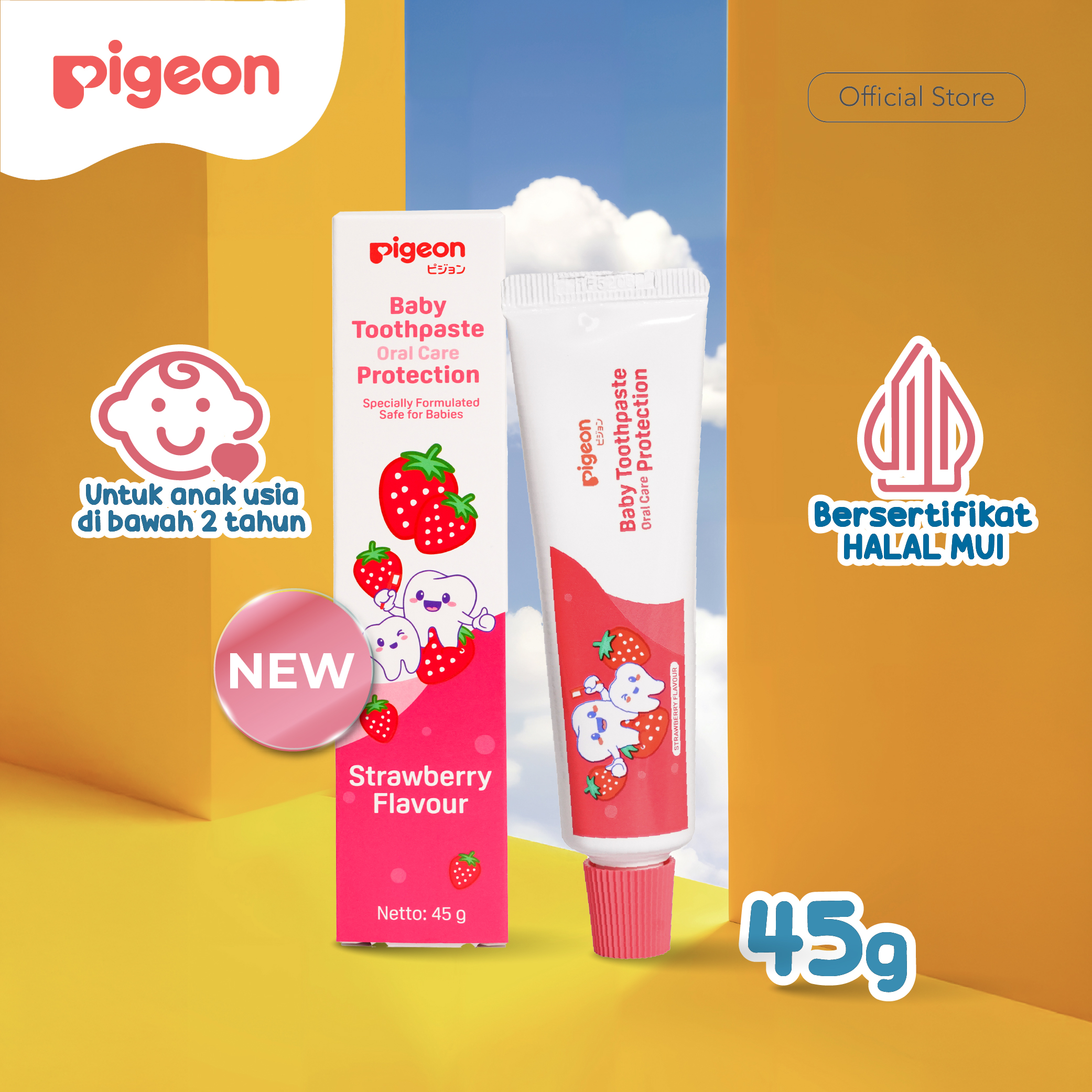 PIGEON Toothpaste 45Gr | Pasta Gigi Bayi Anak | Oral Care Bayi Anak | Odol Bayi Anak Halal