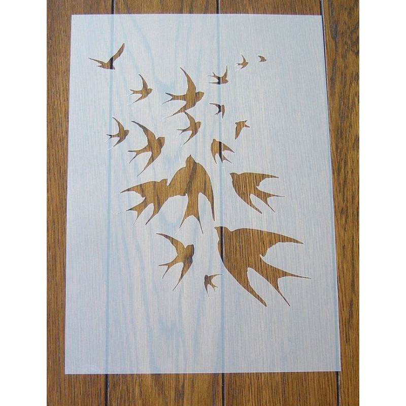 stensil cet motif kupu2 & burung