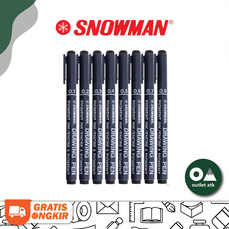 Snowman FT700 Drawing Pen 0.1 - 0.8 mm Black - Pena Gambar Lengkap