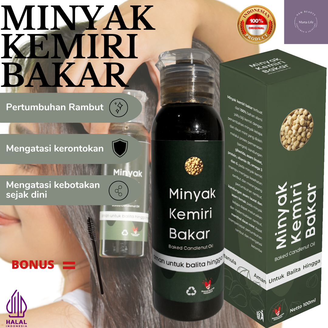 MINYAK RAMBUT KEMIRI BAKAR ASLI - Penumbuh Rambut Brewok Alis Bulu Mata / Obat Rambut Rontok / Ca...