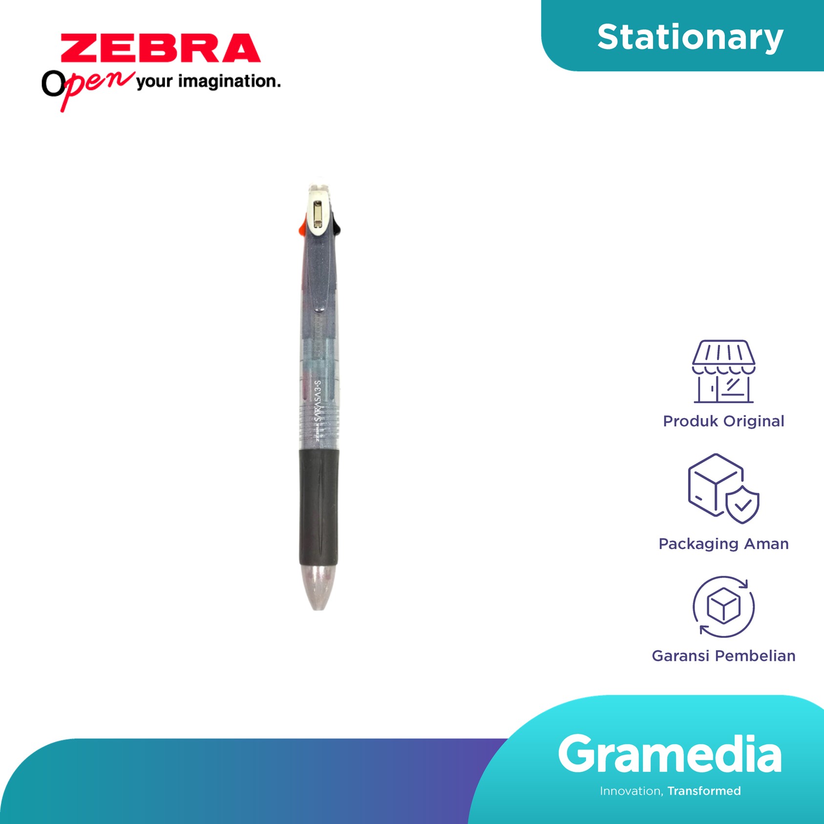 Pulpen Zebra Sarasa 3+S Warna Hitam
