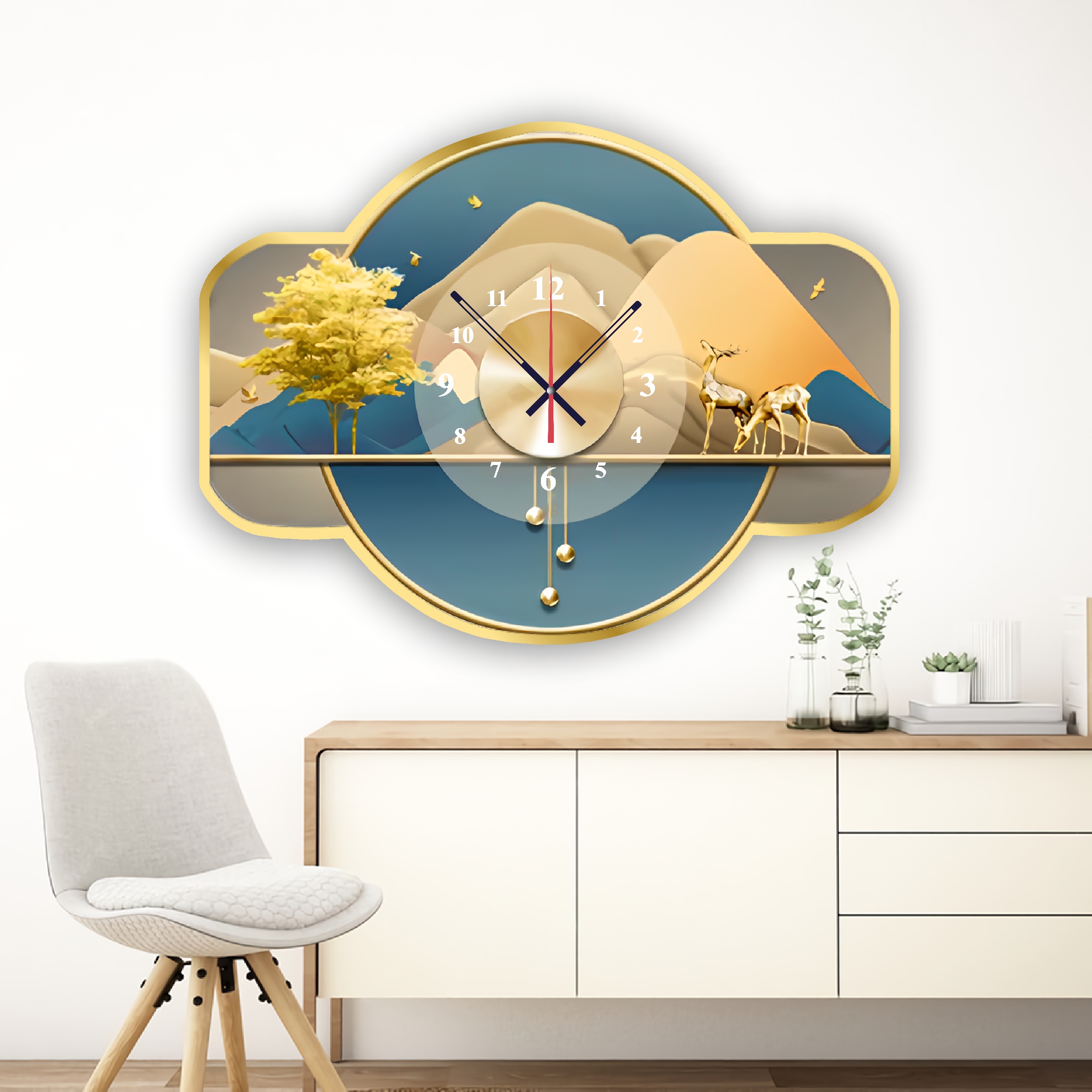 jam Dinding Lampu LED Ruang Tamu Modern Minimalis Lampu Hias Dinding Bentuk Bulu Gaya Nordic