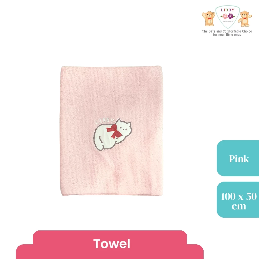 [TOMS] LIBBY (1pcs) Handuk Libby Cotton Print uk. 120 x 60 cm | Handuk Polos Bordir uk 100 x 50 cm | Baby & Kids Towel