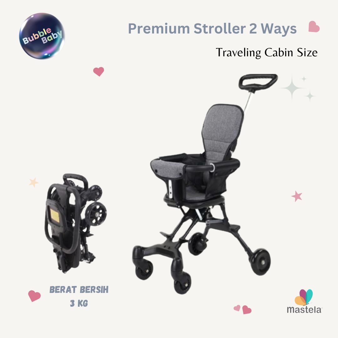 MASTELA Stroller Bayi Lipat Kereta Dorong Bayi 2 Arah Travelling Cabin Size