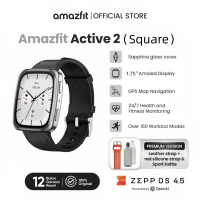 Amazfit Official Active 2 Square Smart Watch 43mm 1.75 Sapphire Glass Screen Display GPS Map guide 160+ Sport function Jam tangan pintar Leather strap