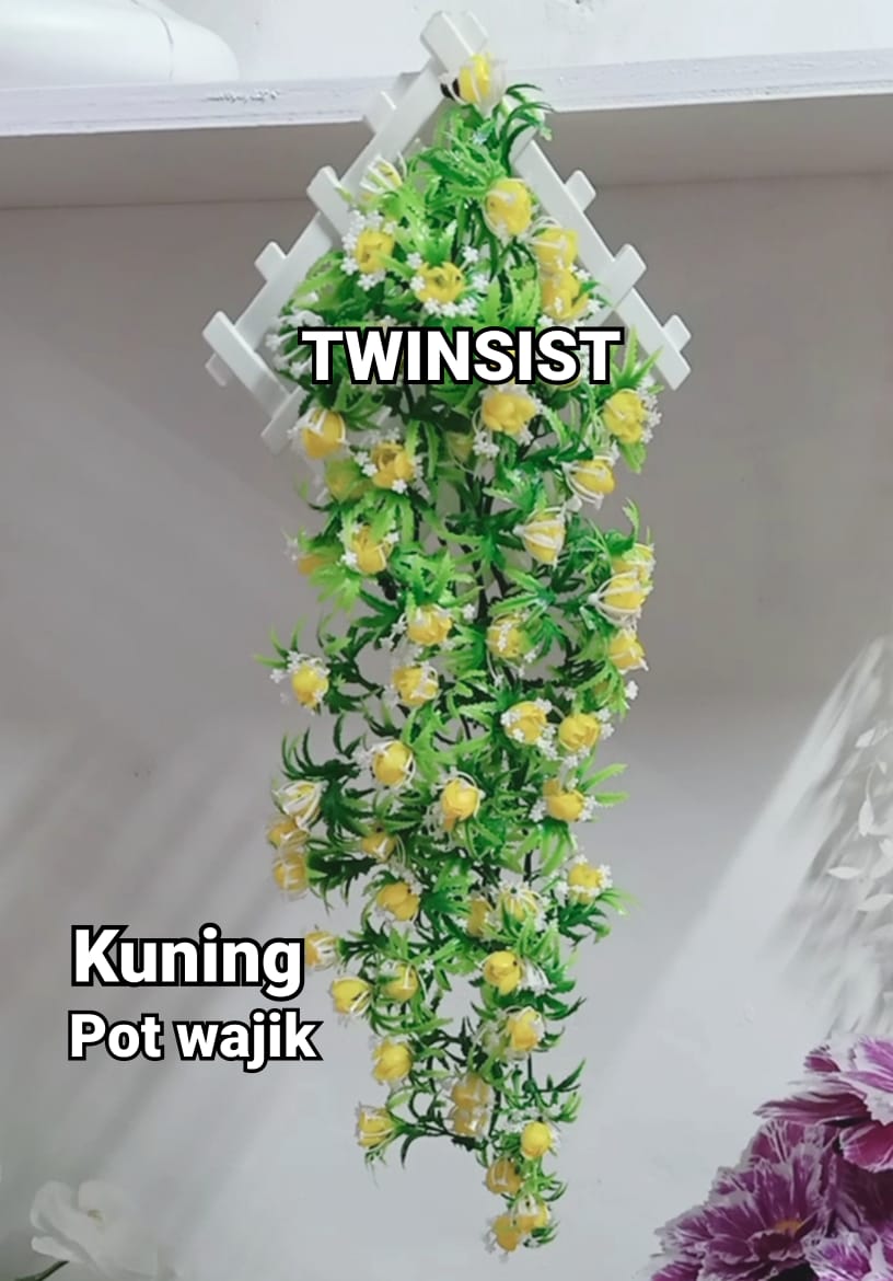 Bunga Rambat Karmelia Gantung Plastik Artificial Palsu / Bunga Rambat Tempel Dinding / Bunga Karmelia Juntai / Tanaman Hias Gantung / Tanaman Gantung Plastik / Bunga Daun Sulur Gantung / Daun Juntai / Bunga Plastik / Dekorasi Rumah Cafe Pesta