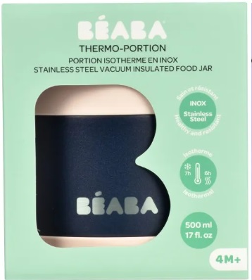 Beaba Thermo Portion Steel Pink 500 ml - Penyimpanan Makanan Bayi